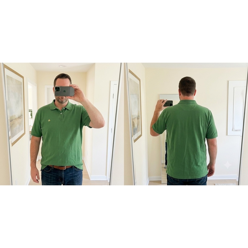 Brooks Brothers 346‎ Mens Polo Shirt XL Green Pique Cotton Short Sleeve
